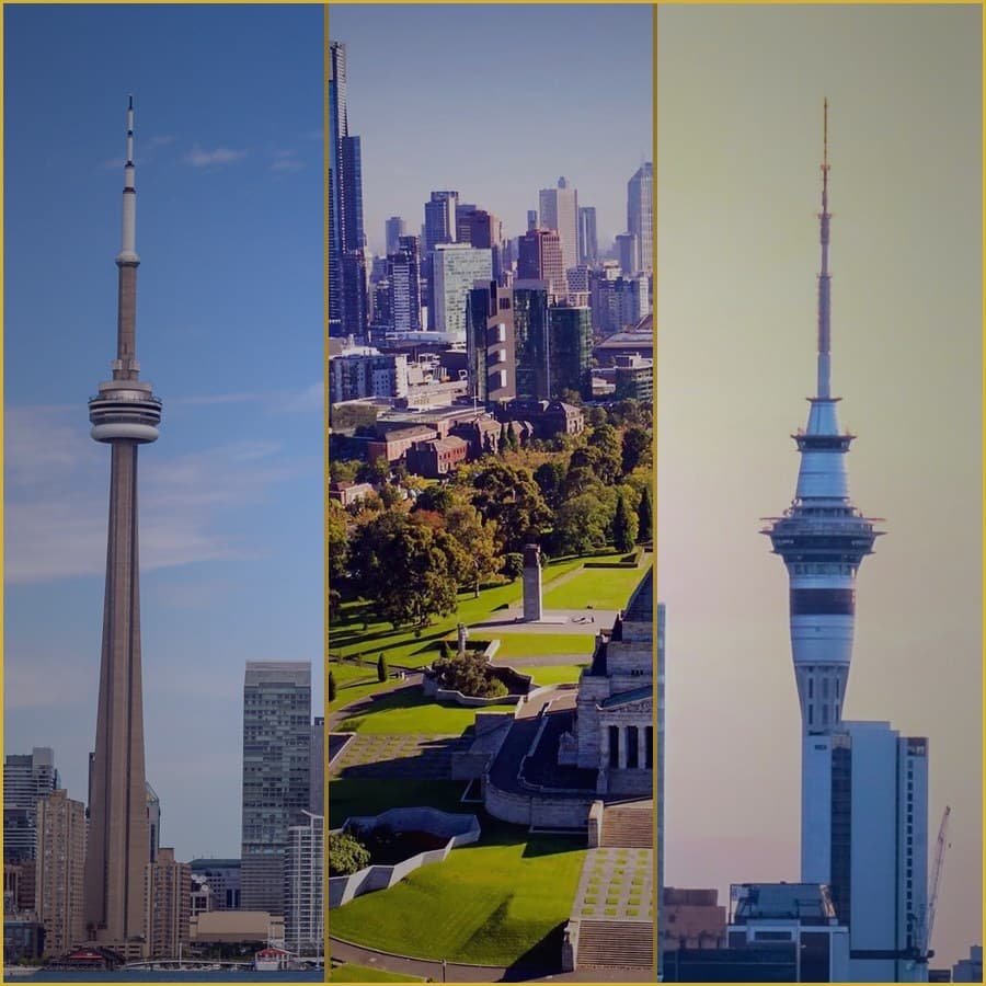 Skylines of Toronto, Melbourne and Auckland
